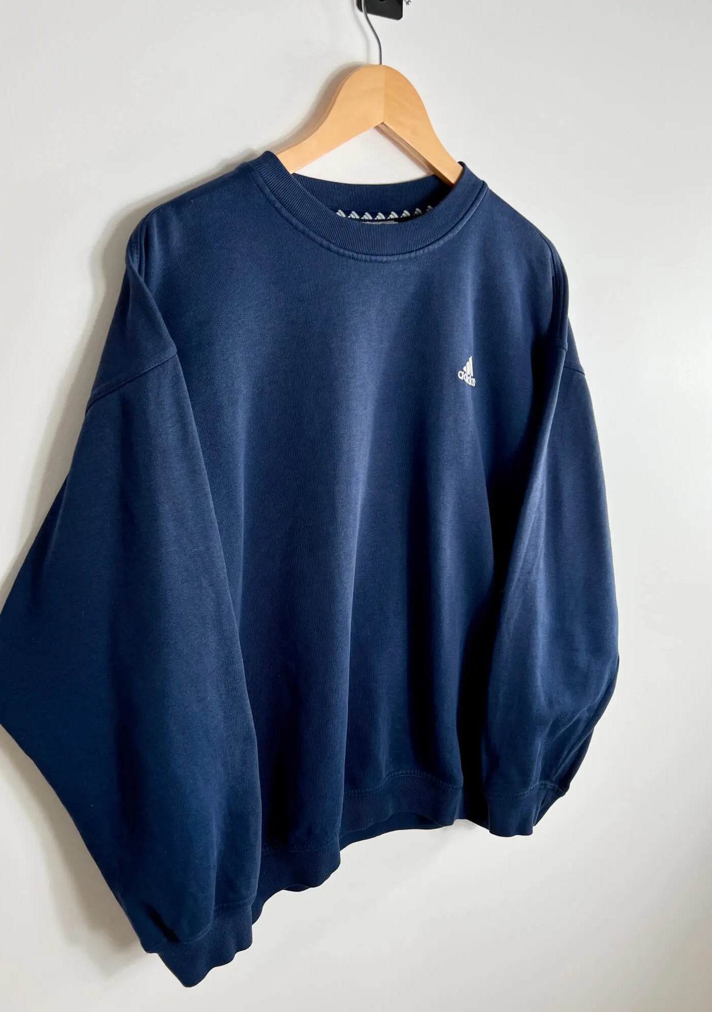 Sweat Adidas Vintage 90's Bleu Marine vue de coter