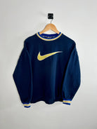 90's Vintage Nike Sweatshirt Big Swoosh Bleu vue de face