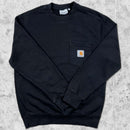 Sweatshirt Carhartt Wip noir avec poche sur le devant vue de face