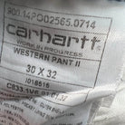 Jean carhartt Western Pant bleu vue de l'étiquette