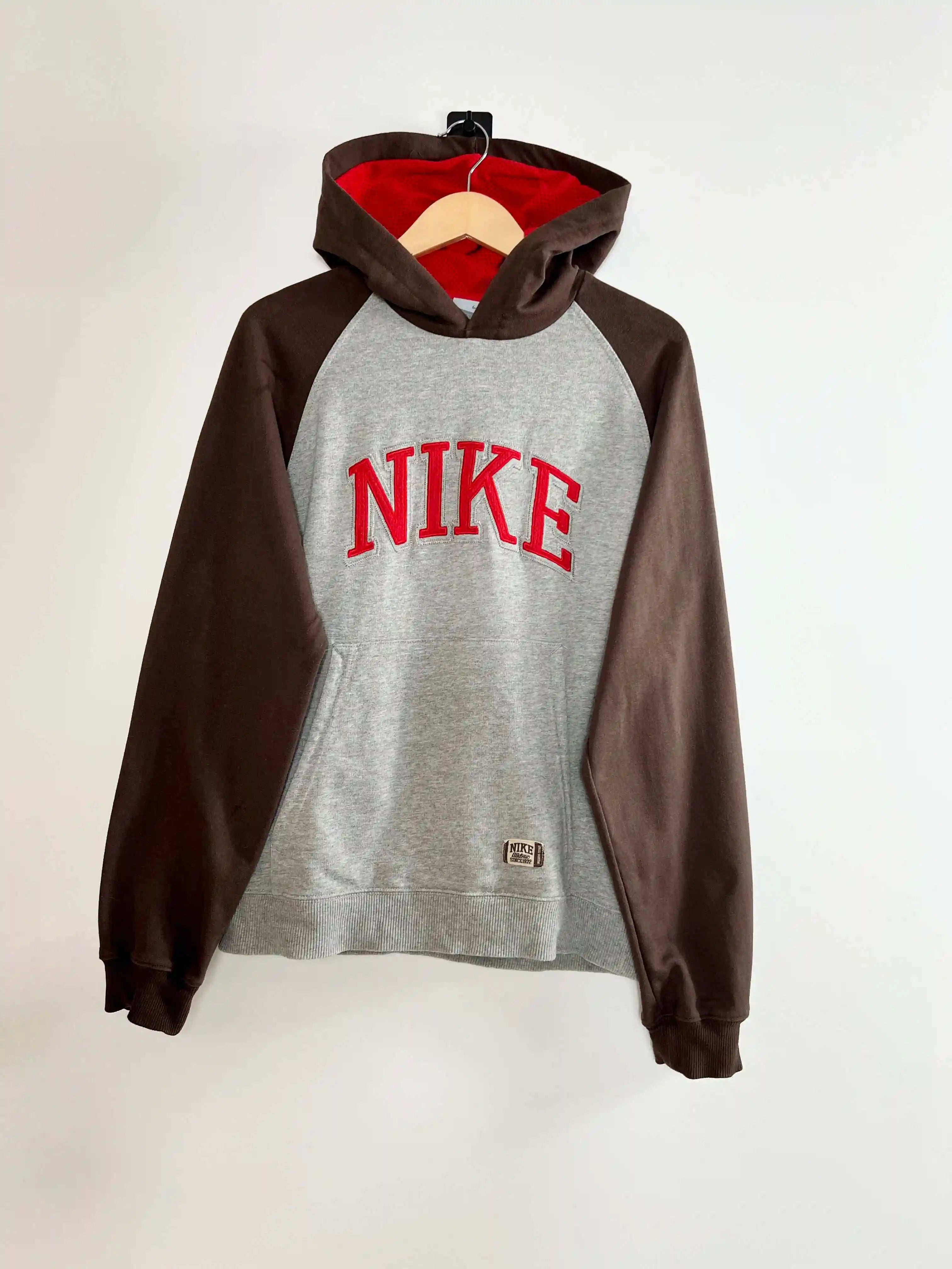 Vintage Nike Hoodie Grey and Brown S Grey Small size S