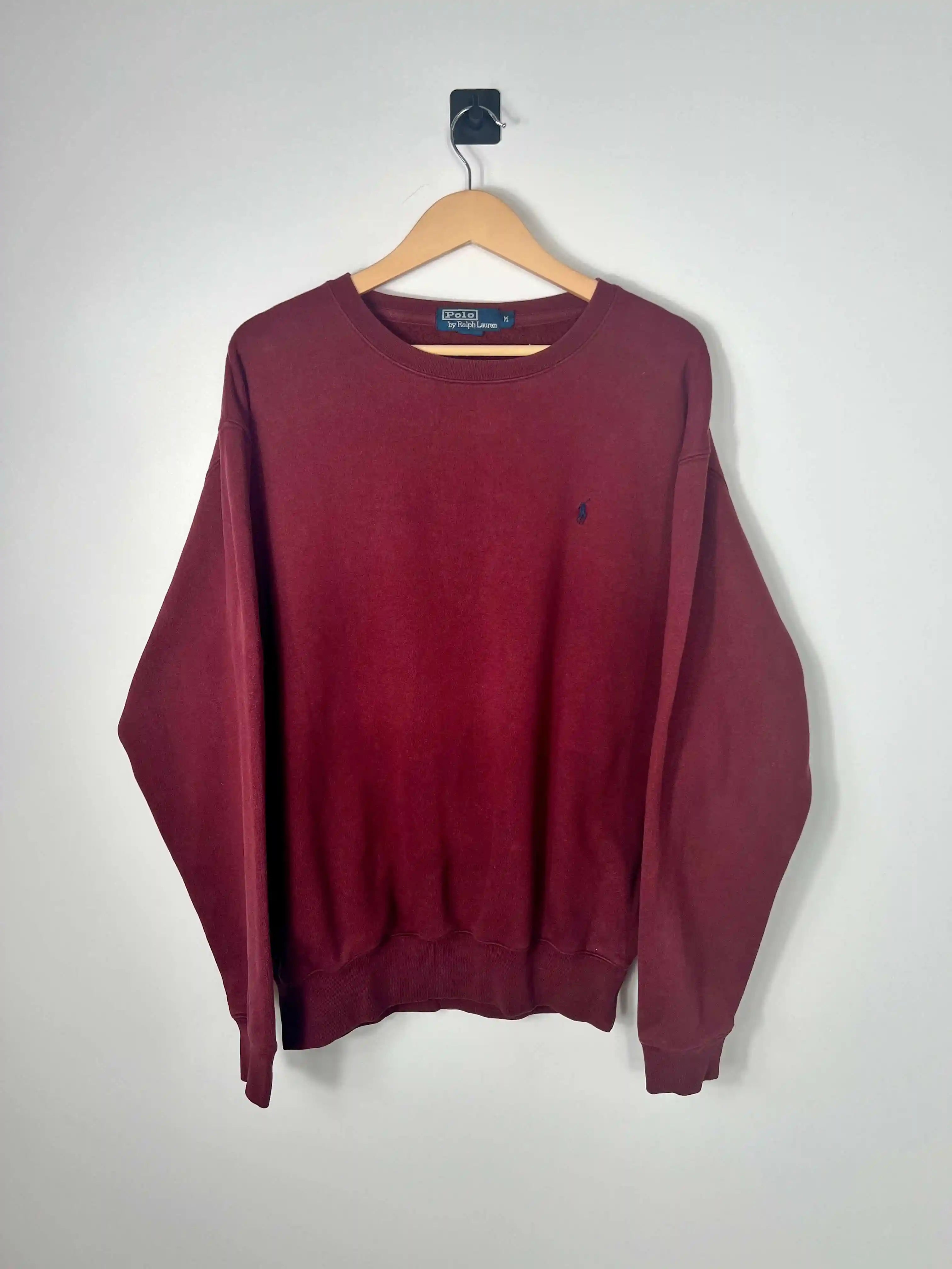 Ralph Lauren Sweatshirt Vintage Bordeaux Logo RL Bleu (M)