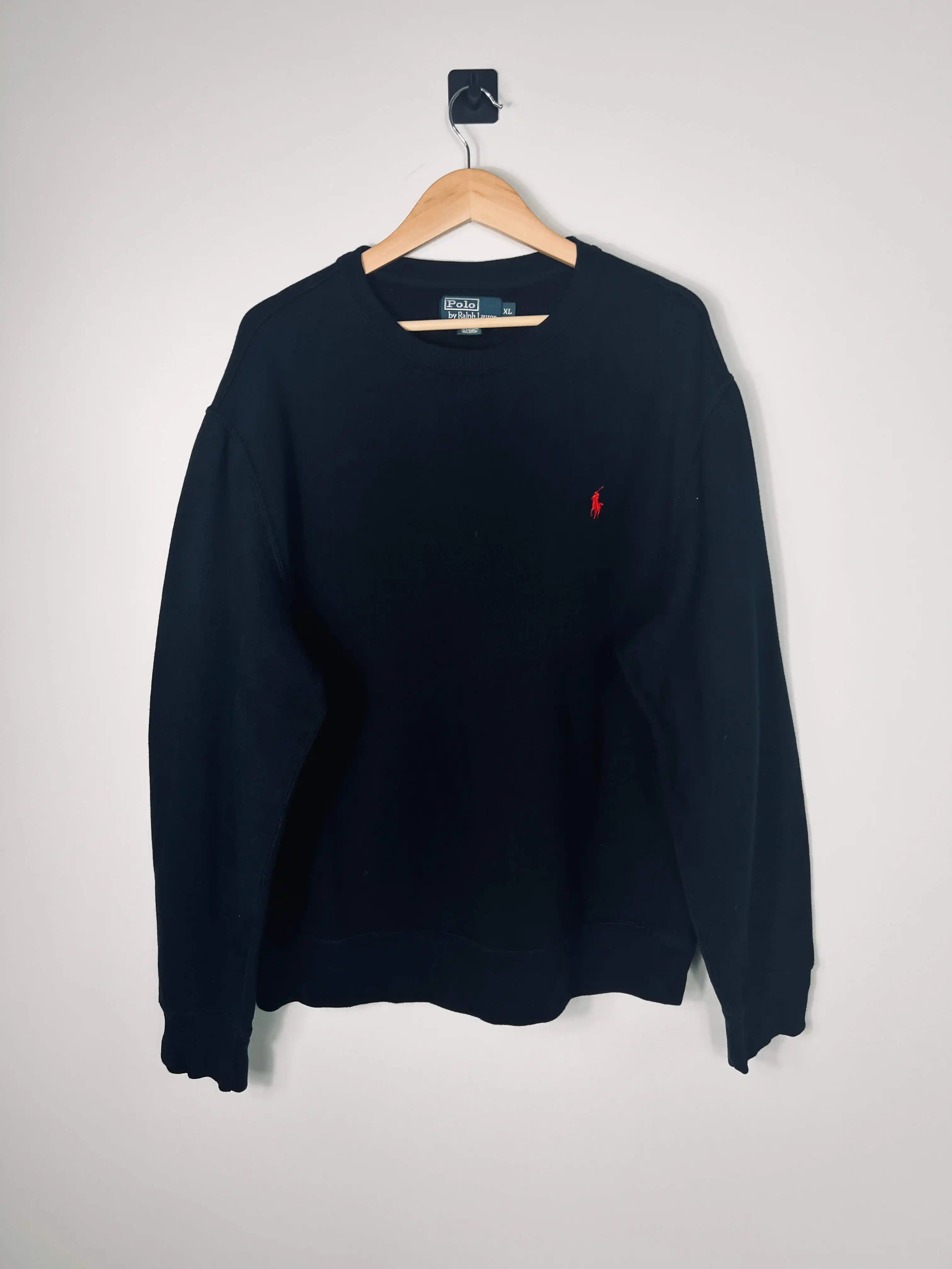 Ralph Lauren Sweatshirt Vintage Noir Logo RL Rouge (XL)