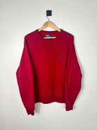 sweatshirt ralph lauren vintage rouge avec logo ralph lauren brodé bleu vue de face