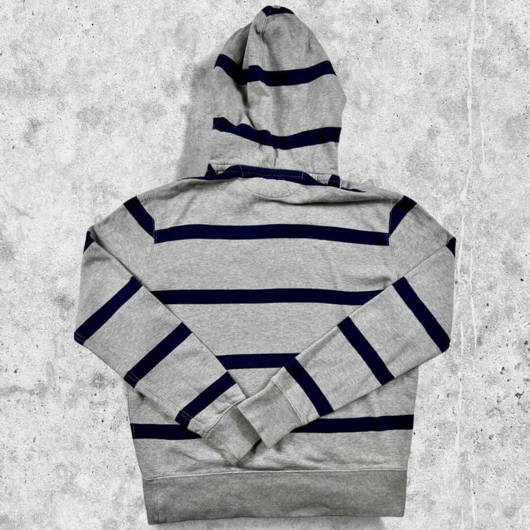 Ralph Lauren Hoodie Gris à Rayures Bleu (M)