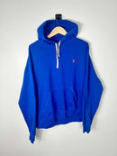 Hoodie Ralph Lauren bleu roi avec logo ralph lauren brodé orange vue de face