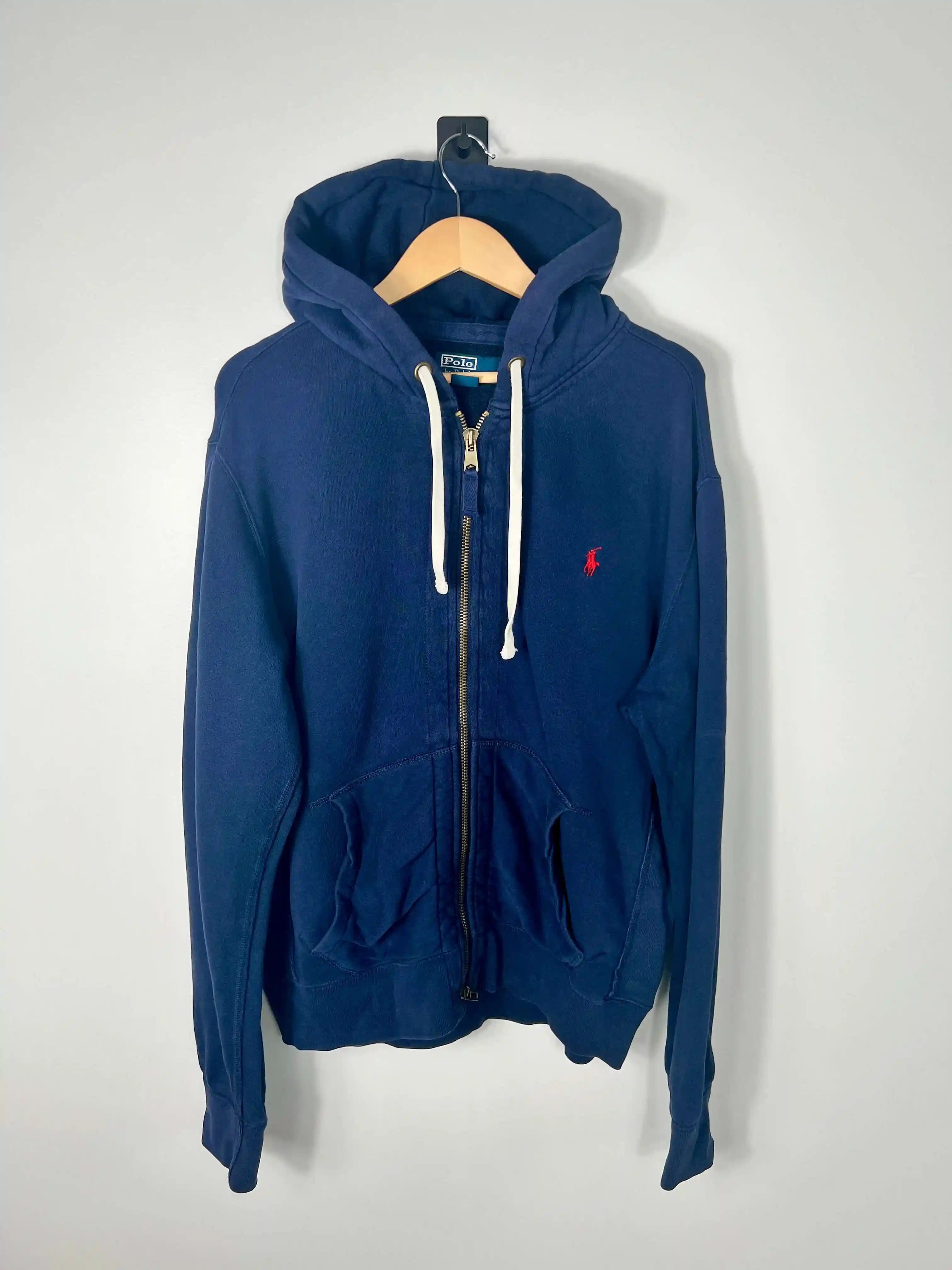 Ralph Lauren Zip Vintage Bleu Marine Logo RL Rouge (L)