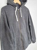 Ralph Lauren Zip Hoodie Gris Logo RL Rouge vue du logo