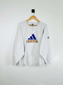 Sweat Adidas Vintage 90s Blanc Big Logo vue de face