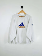 Sweat Adidas Vintage 90s Blanc Big Logo vue de face