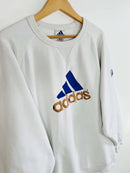 Sweat Adidas Vintage 90s Blanc Big Logo vue du logo adidas