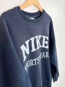 Sweat Nike Homme Vintage 2000's Bleu Marine Logo Brodé vue du logo