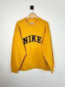 Sweat Nike Vintage 90's Jaune Logo Brodé vue de face