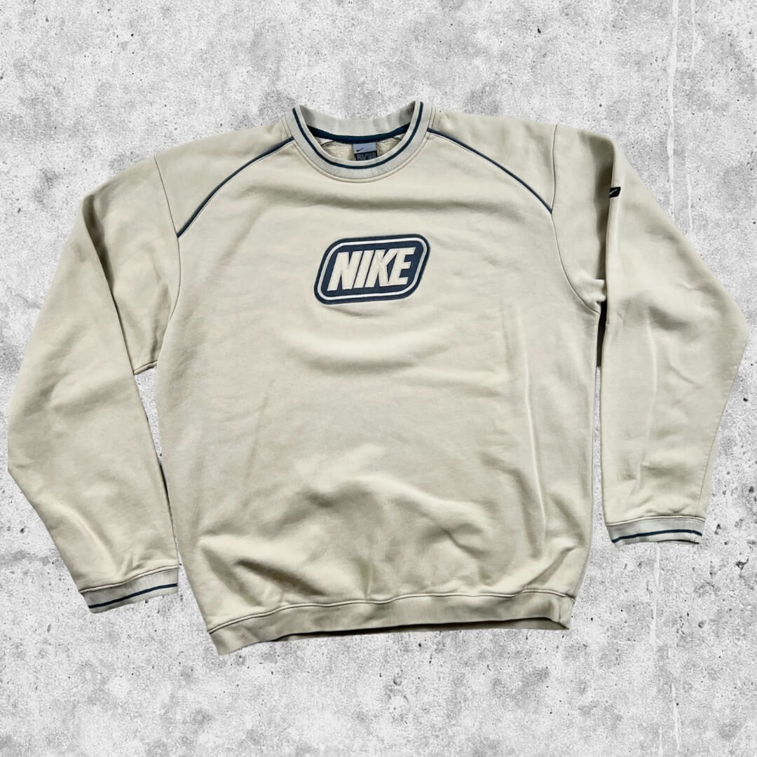 Pull Nike Vintage Homme 2000's Beige Logo Brodé (XL)