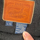 Détail des coudières marron sur le sweatshirt Ralph Lauren