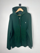 veste ralph lauren zip à capuche vert avec logo ralph lauren brodé blanc vue de face